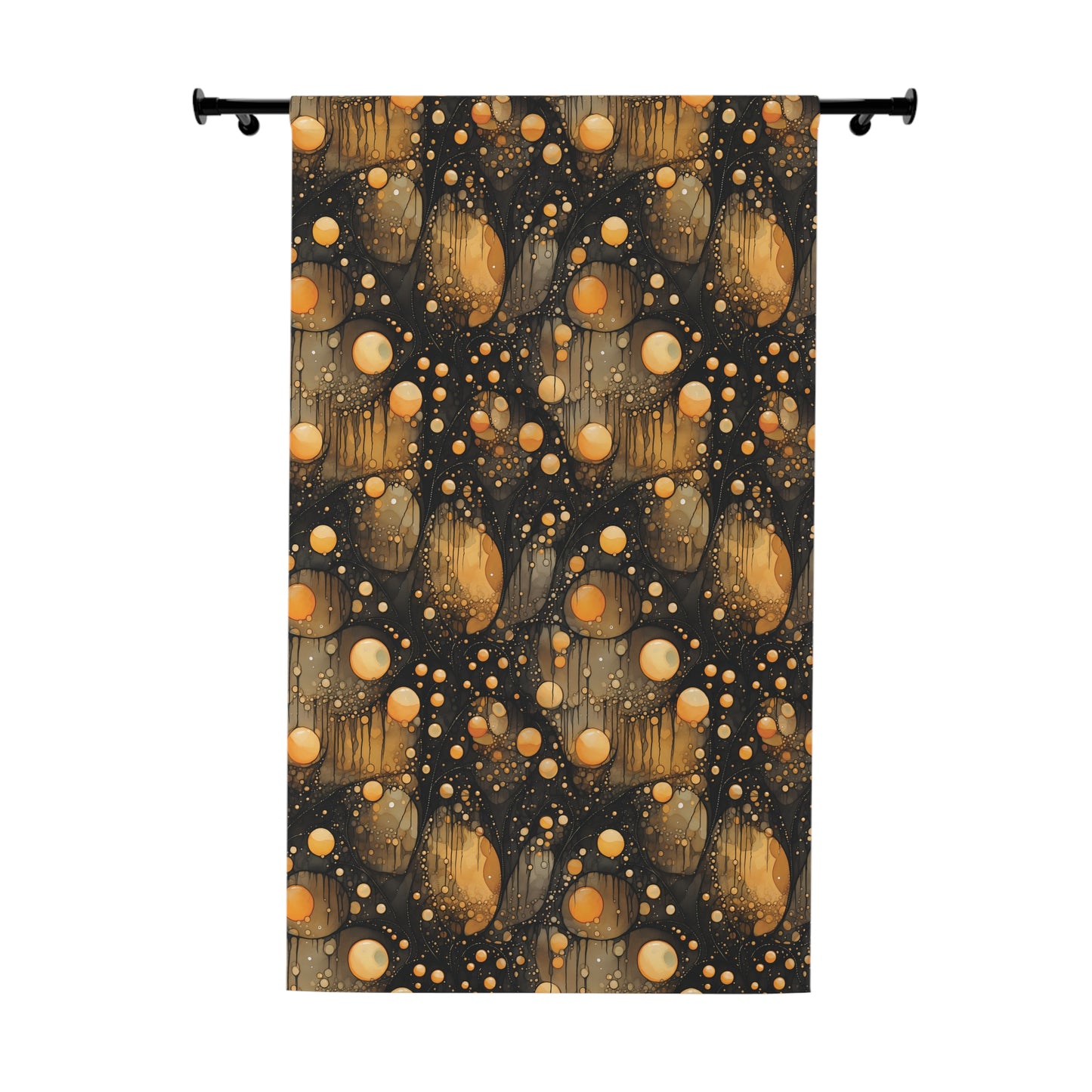 Halloween Yellow Orange Floating Blobs and Dark Window Curtains (1 Piece)