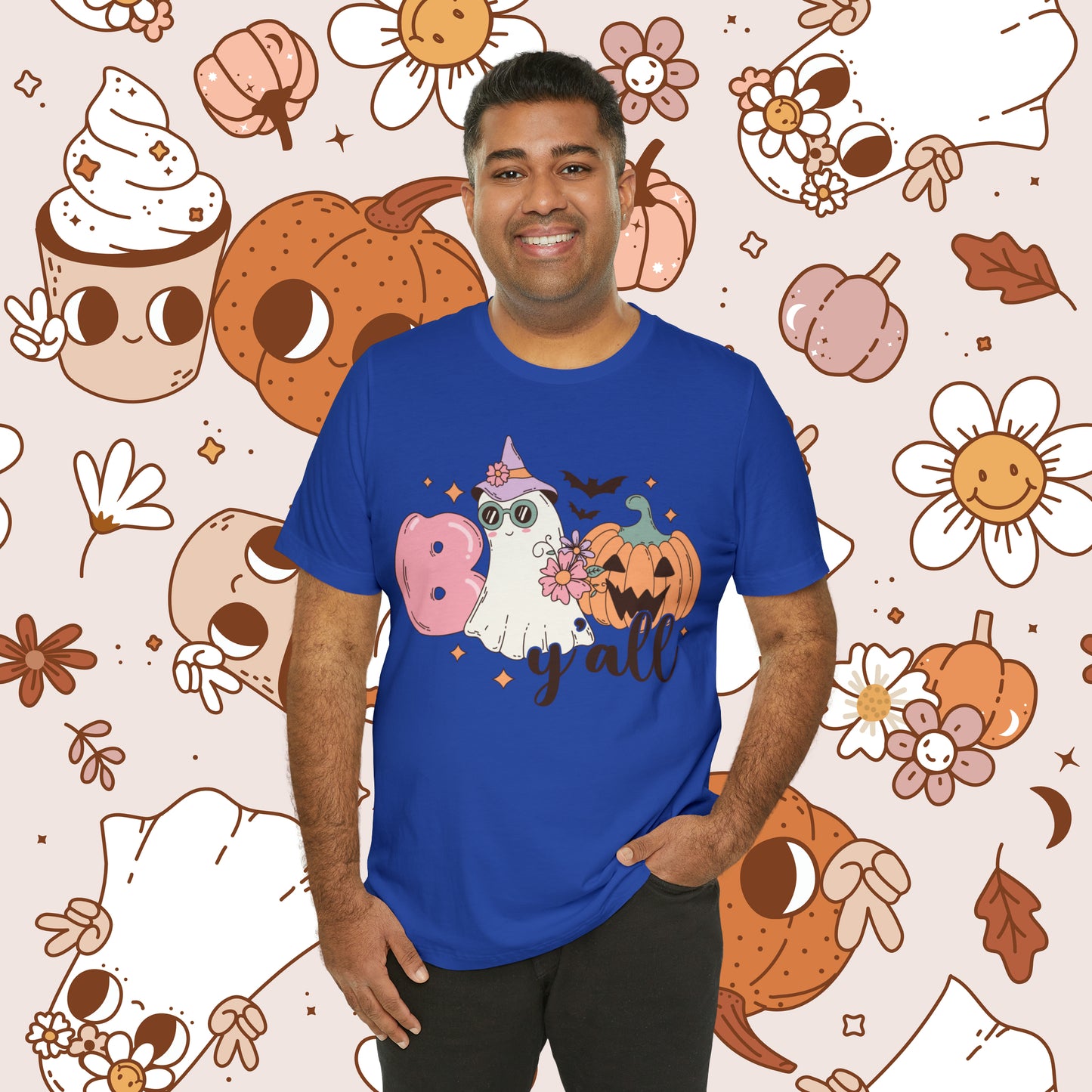 Retro Groovy Boo Y'all Unisex Jersey Short Sleeve Tee Halloween Gifts for Her Gifts for Him