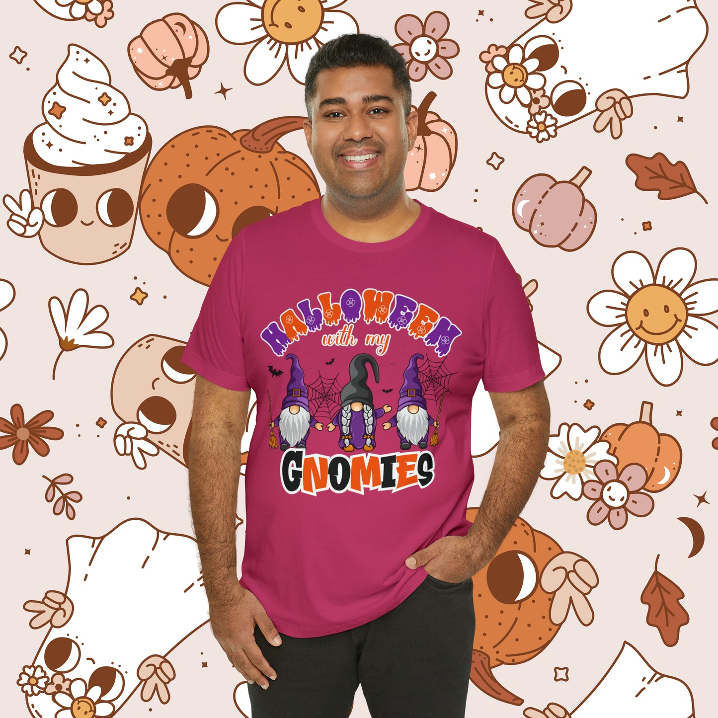 Halloween with my Gnomies Unisex Jersey Short Sleeve Tee Gifts for Him Gifts for Her