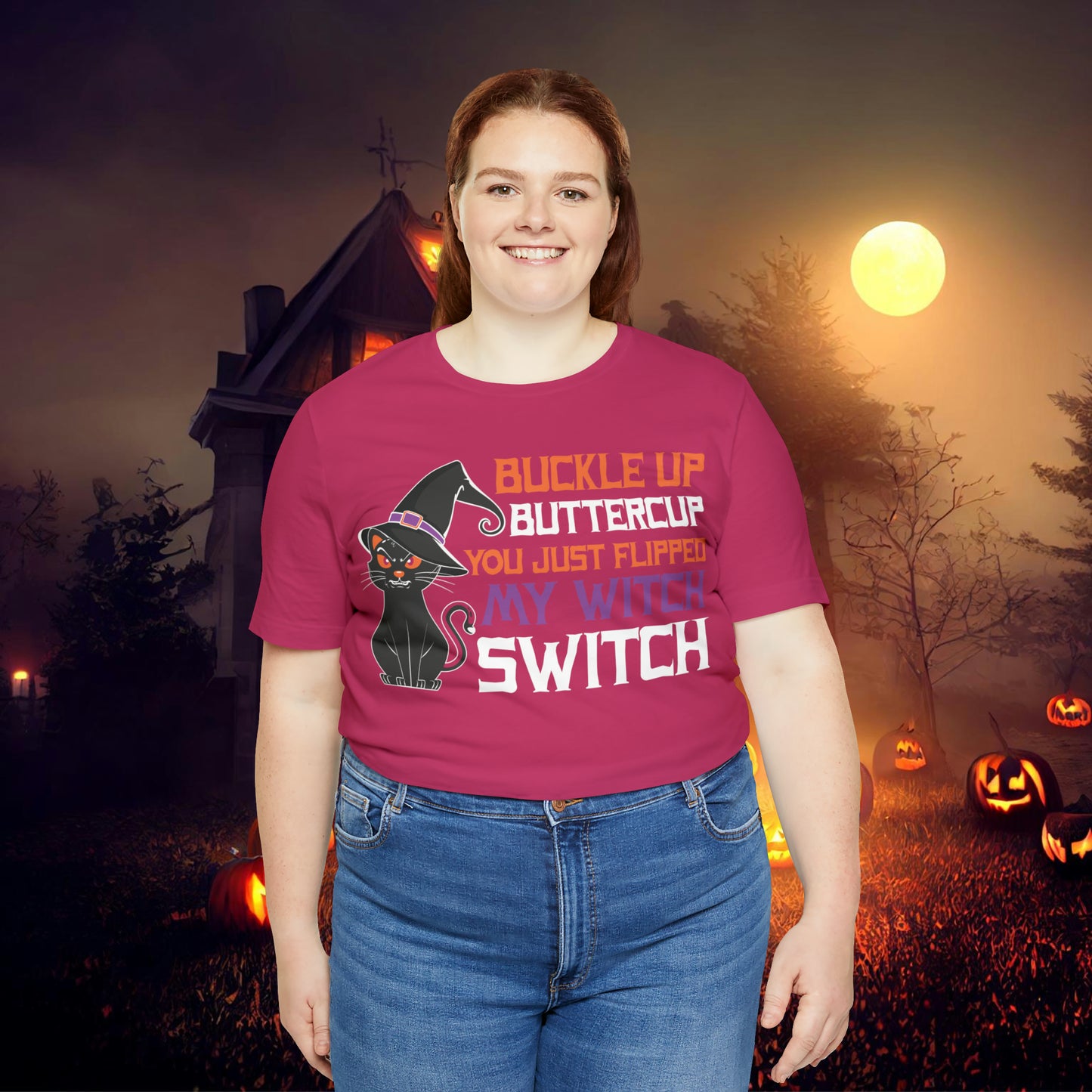 Halloween Buckle up Buttercup you just flipped my Witch Switch Unisex Jersey Short Sleeve Tee Gifts for Her