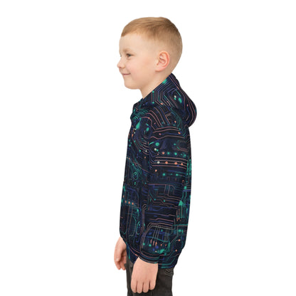 Pixel Pop: Neon Circuit Hoodie Children's Hoodie (AOP)