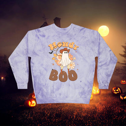 Howdy Boo Western Halloween Retro Unisex Color Blast Crewneck Sweatshirt Gift for her