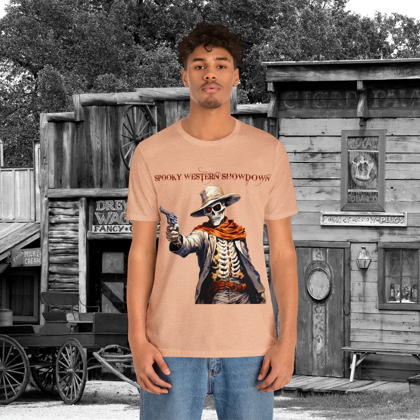 Spooky Western Showdown Western Halloween Unisex Jersey Short Sleeve Tee Gifts For Her Gifts For Him