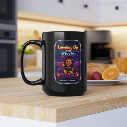 Leveling Up in the Dab Black Mug — Retro Gamer Gift 15oz mug