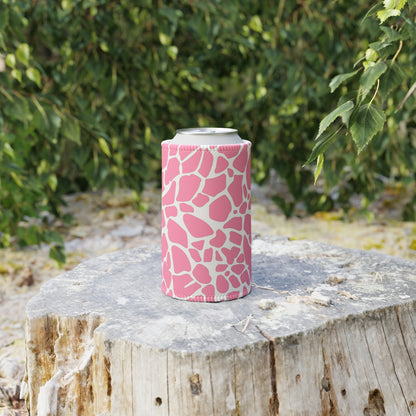 Pink Giraffe Print Stubby Cooler