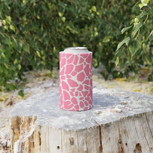 Pink Giraffe Print Stubby Cooler