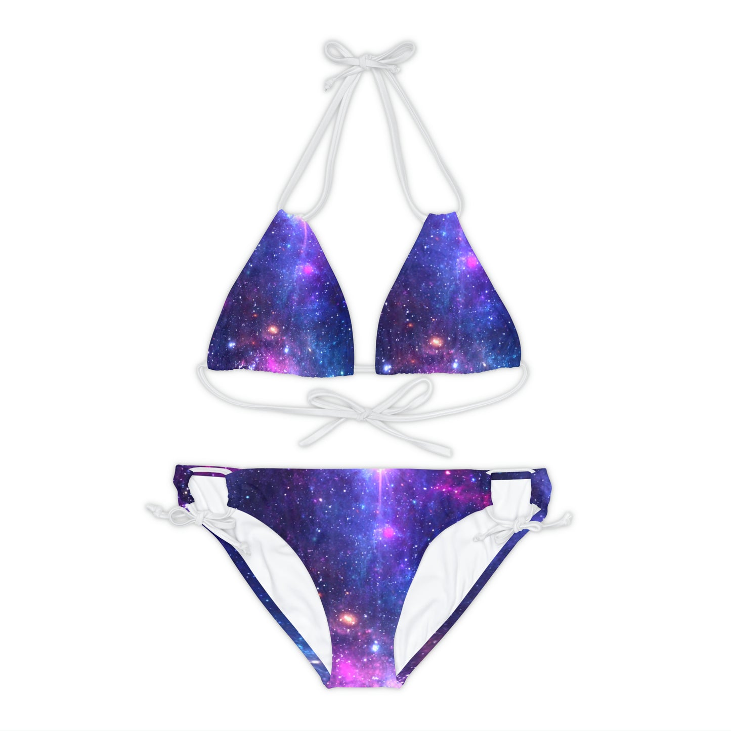 Purple Beyond the Stars Outer Space Out of this World Strappy Bikini Set (AOP)