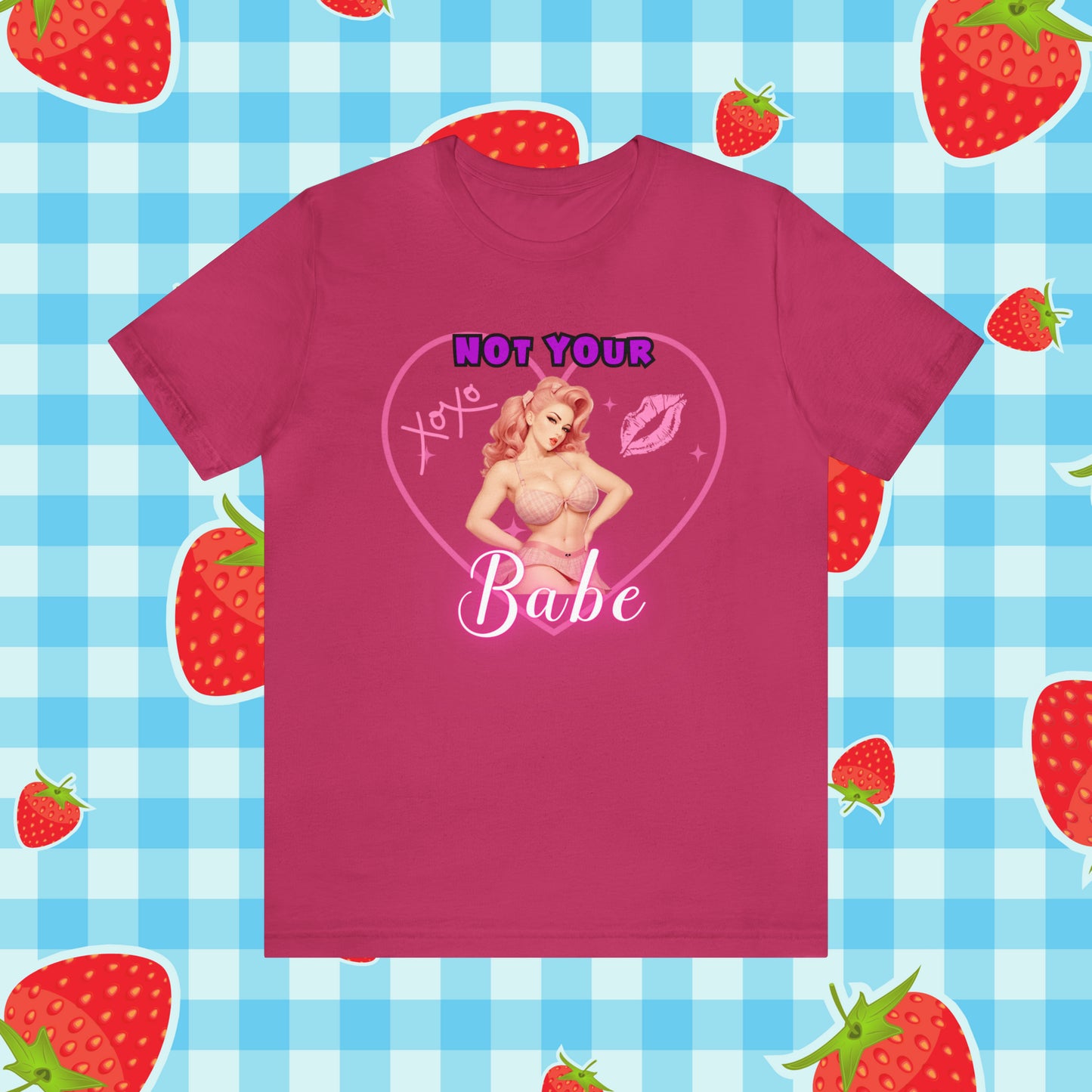 Vintage Pink Pinup Girl "Not Your Babe" on a Bella+Canva 3001 Unisex Jersey T-Shirt - A Must-Have Gift for her