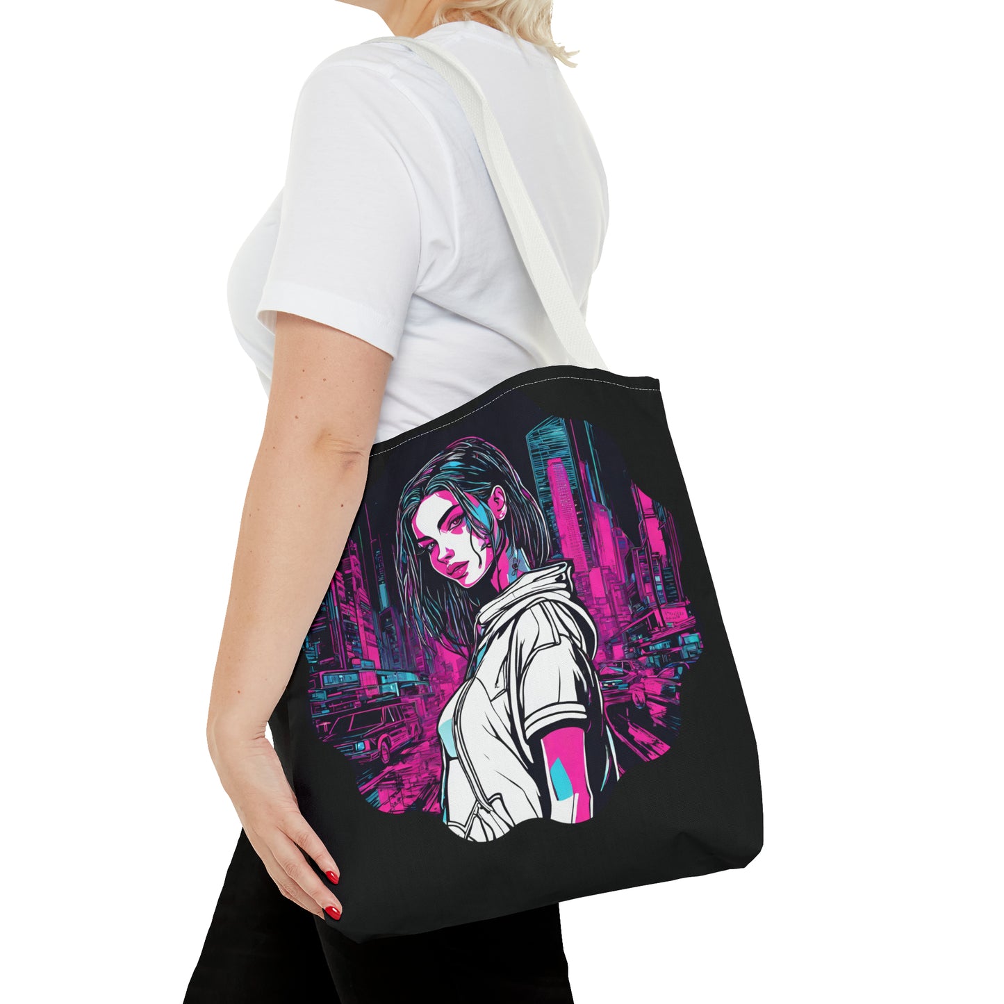 Cyberpunk Chic AOP Tote Bag