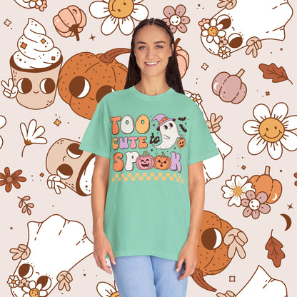 Too Cute to Spook Retro Groovy Halloween Unisex Garment-Dyed T-shirt Gifts for Him Gifts for Her