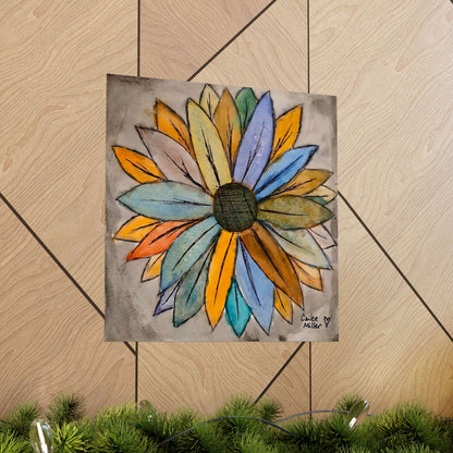 Matte Vertical Poster — Colorful Watercolor Sunflower Art Print from Artist Cailee Miller