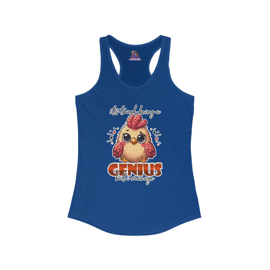 Cluckin' Genius: Navigating Brilliance One Peck at a Time Women's Ideal Racerback Tank