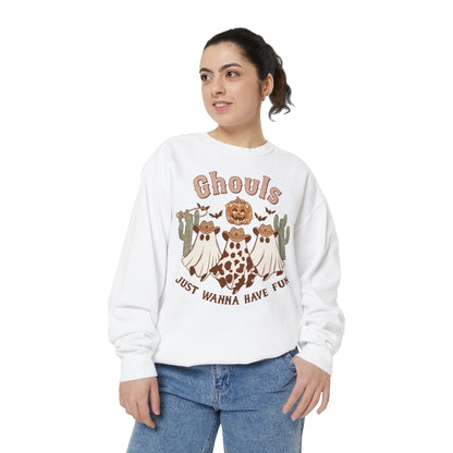 Ghouls Just Wanna Have Fun Western Halloween Unisex Garment-Dyed Sweatshirt