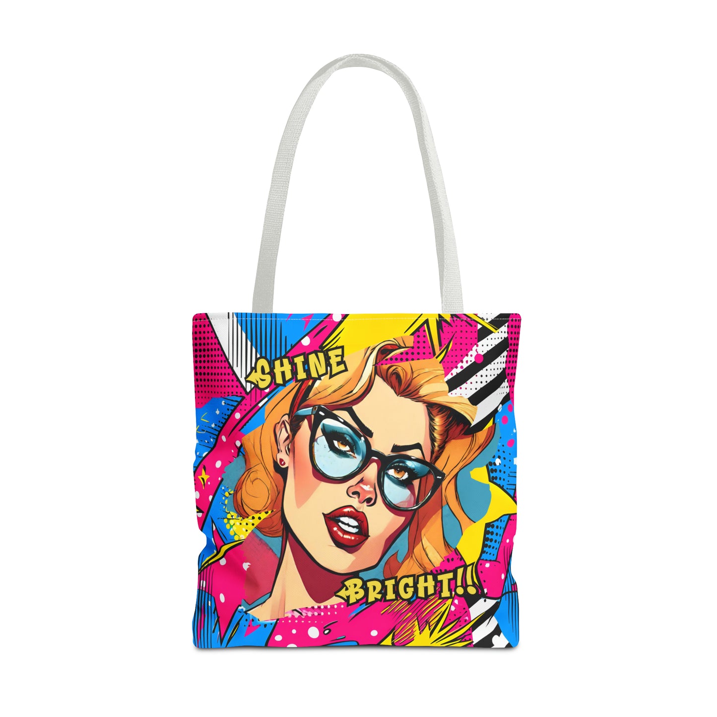 Shine Bright Lady on a Abstract Comic Pop AOP Tote Bag