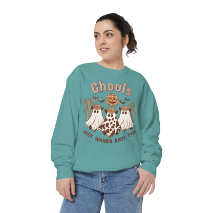 Ghouls Just Wanna Have Fun Western Halloween Unisex Garment-Dyed Sweatshirt