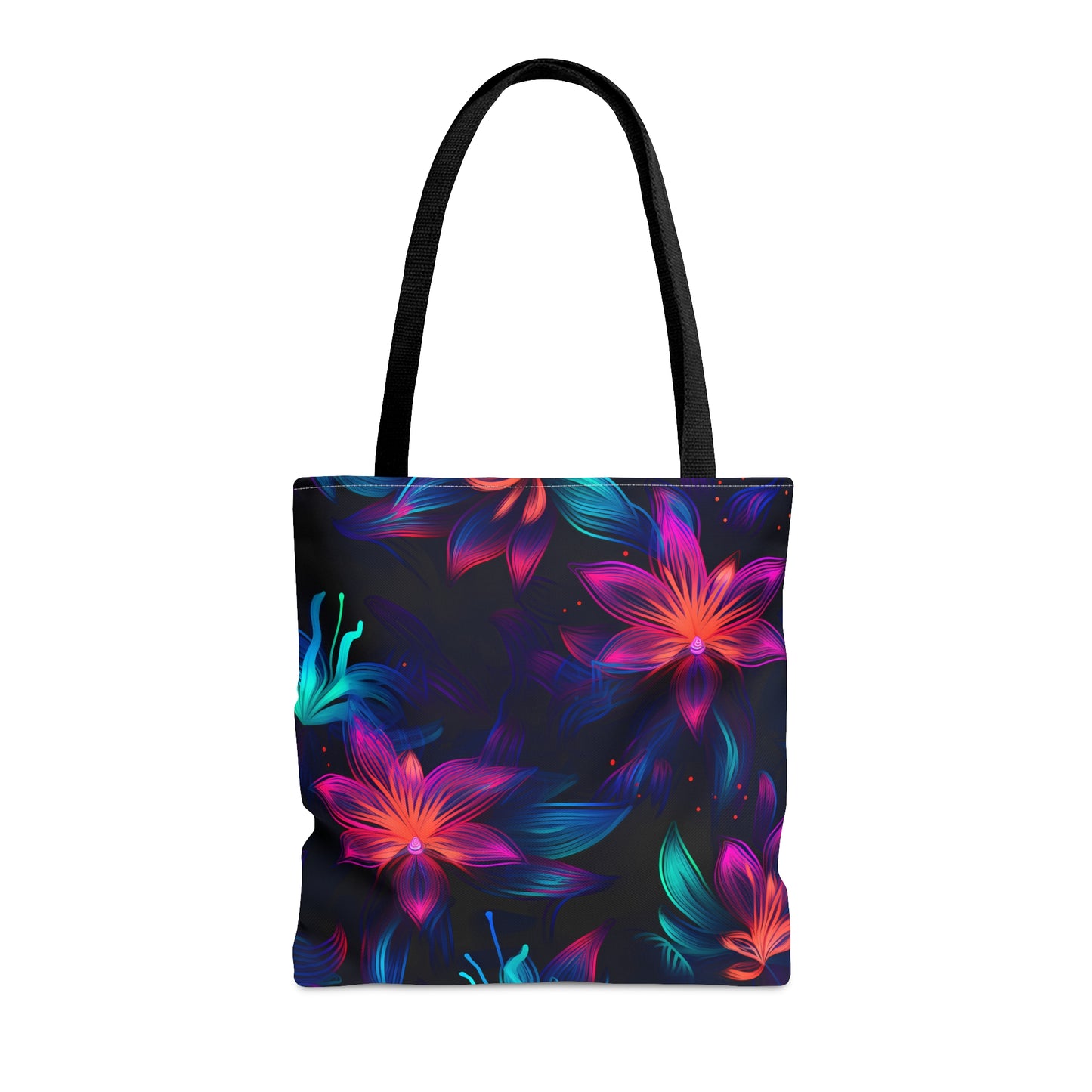 Burst of Neon Blossoms All Over Print Tote Bag