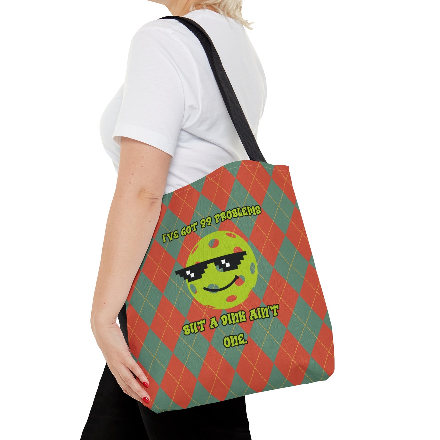 Vintage Rhombus Pattern Pickleball AOP Tote Bag - Carry Your Essentials with Humorous Style