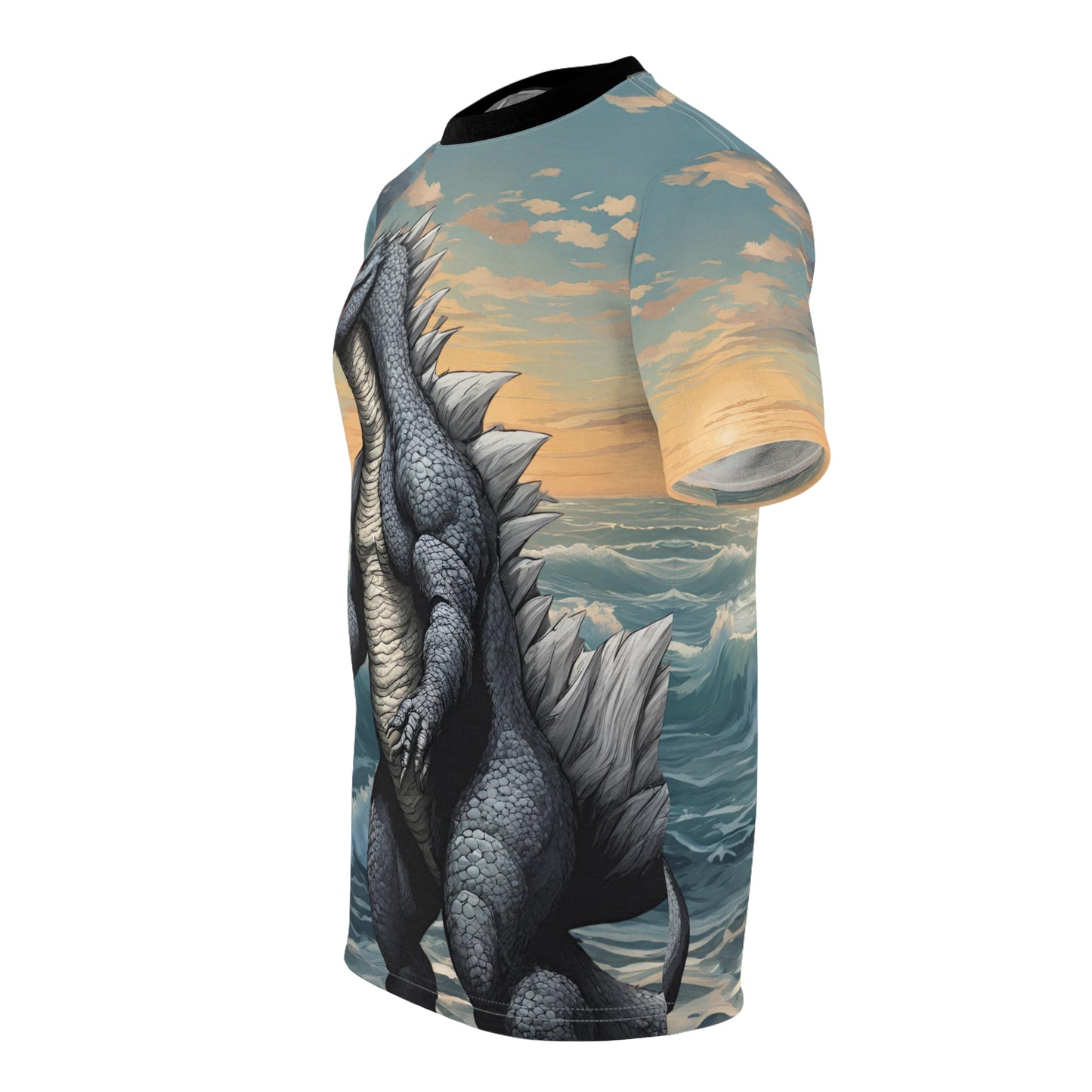 Godzilla-Inspired Lizard Unleashed Tee: Roar Your Style! Unisex Cut & Sew Tee (AOP)