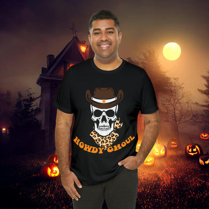 Howdy Ghoul Skeleton Sheriff Retro Halloween Unisex Jersey Short Sleeve Tee Gifts for her
