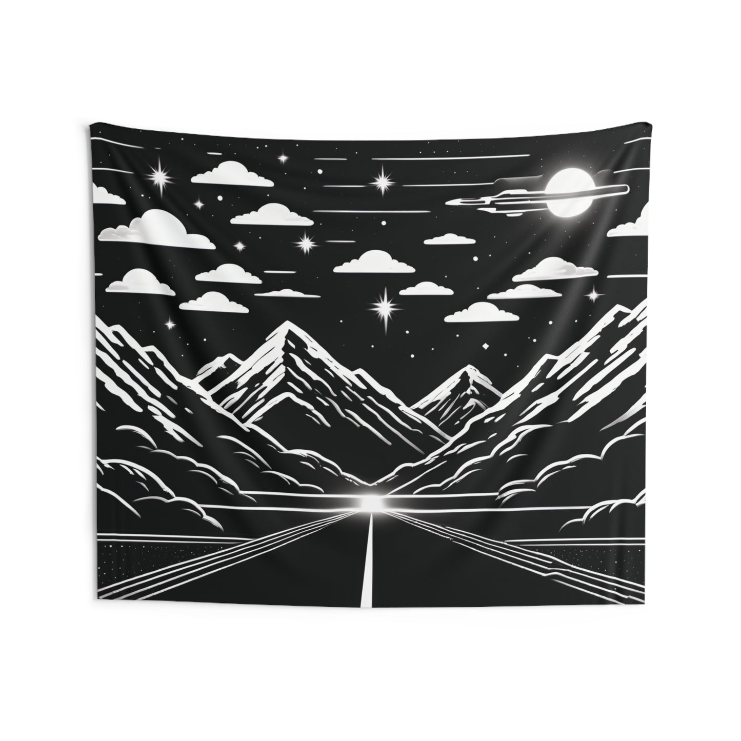 Starry Pathways: Black and White Night Sky Tapestry for Cosmic Ambiance!  Multiple Sizes Dorms, living room, family den,