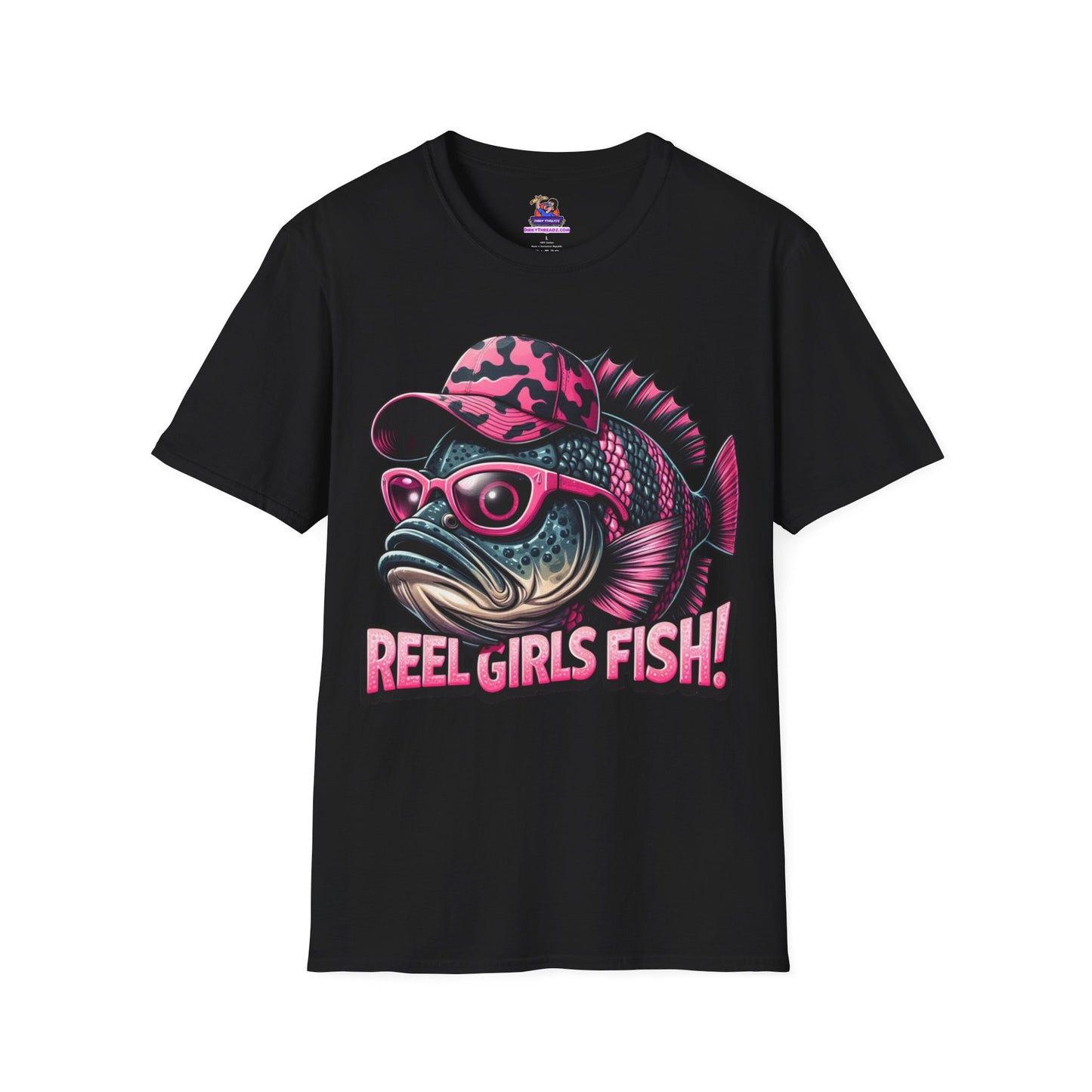 Reel Girls Fish! Unisex Softstyle T-Shirt Fishing humor, Fisherman Gift Pun T-Shirt Funny Fish Tee Fishy Vibes Unique Unisex Tee