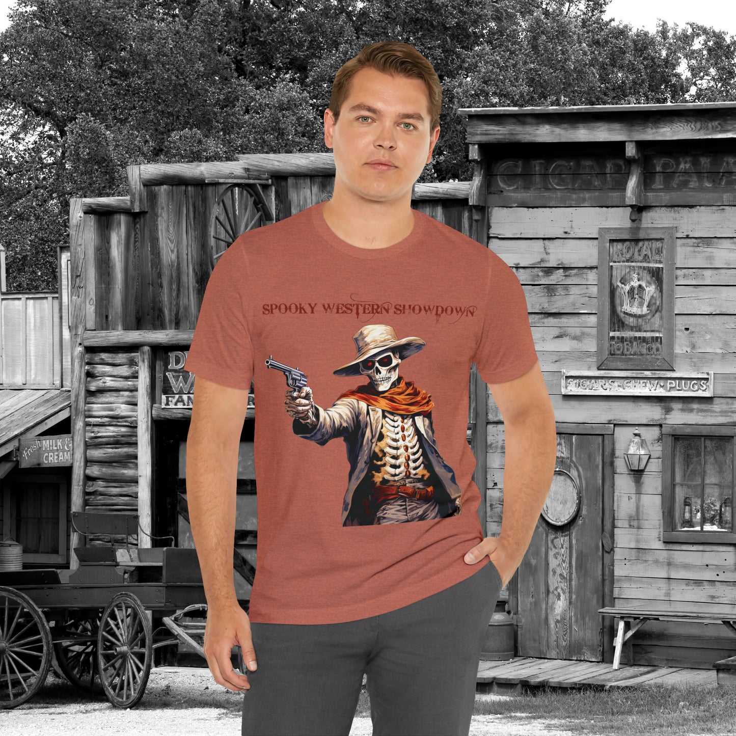 Spooky Western Showdown Western Halloween Unisex Jersey Short Sleeve Tee Gifts For Her Gifts For Him