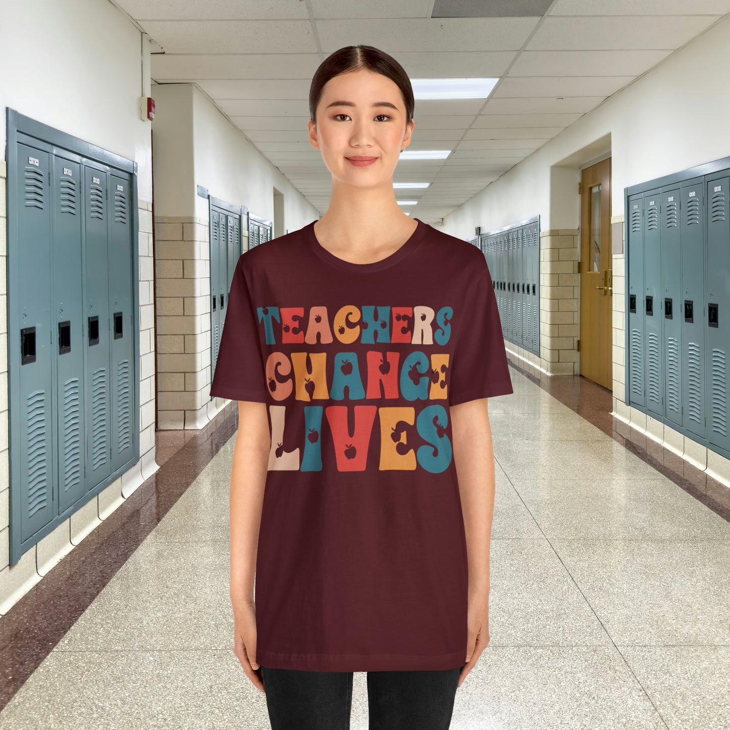 Colorful Teachers Change Lives Back to School Unisex Jersey Short Sleeve Tee Gifts for him, Gifts for Her