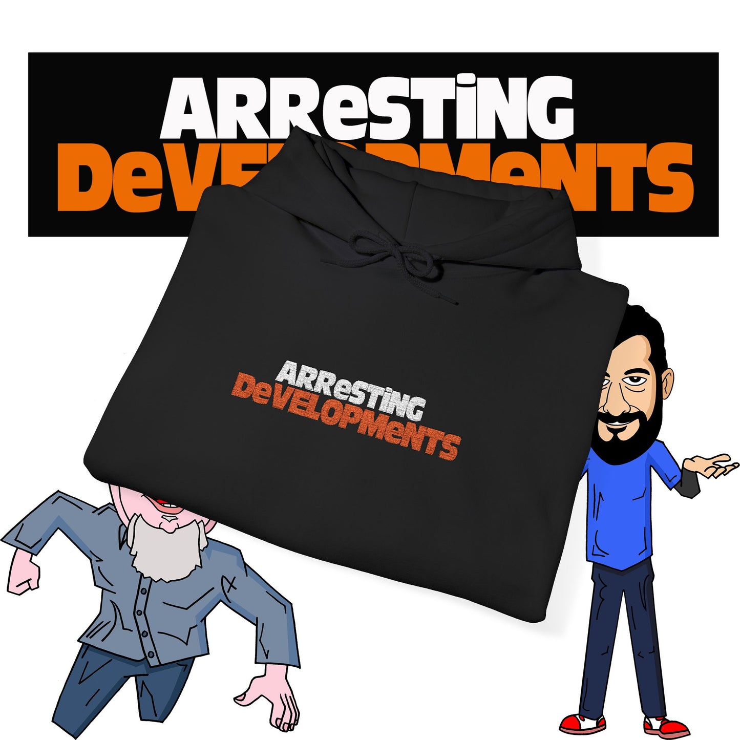 Arresting Developments Chaos Embroidered Hoodie – Official Podcast Merch for True Crime & Dabbleverse Fans Unisex Heavy Blend™ Hooded Sweatshirt