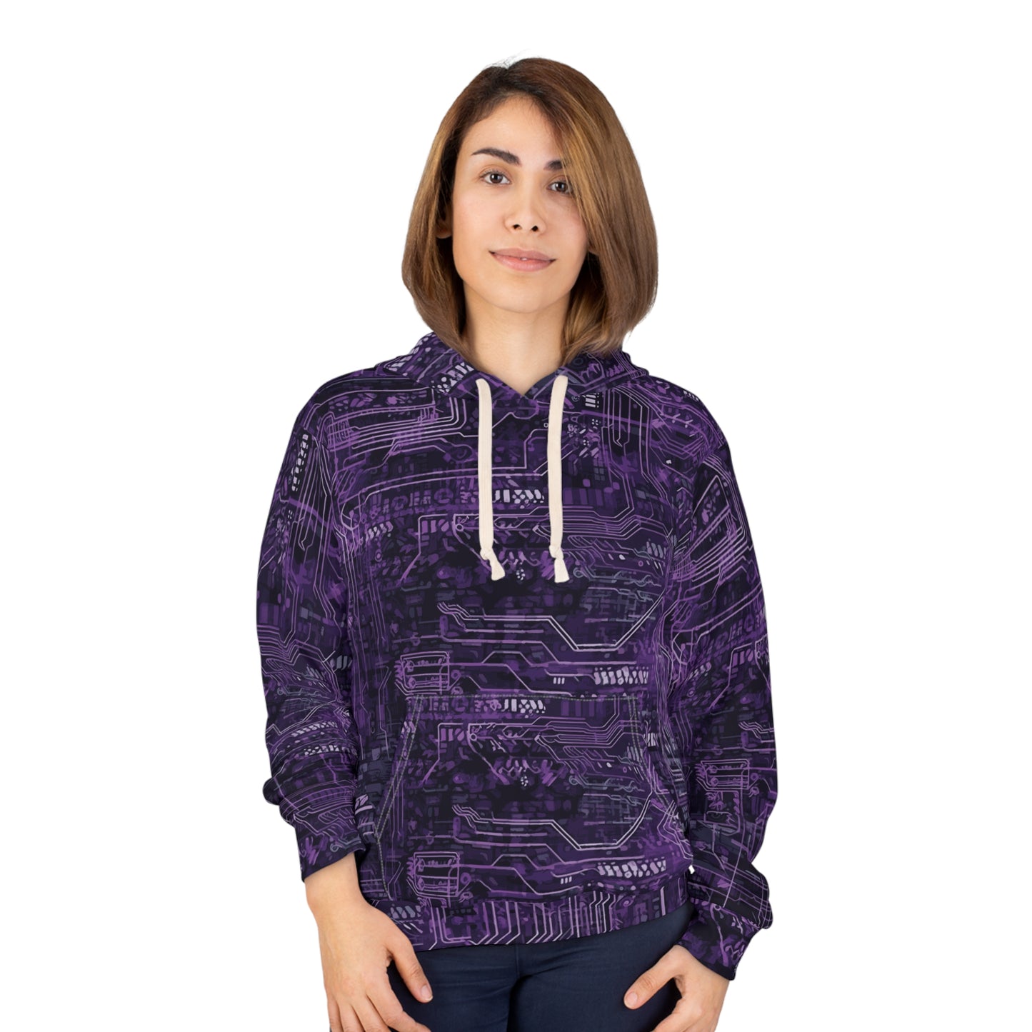 CyberPunk Cybernetic Skull breaking through a Unisex Pullover Hoodie (AOP) Gifts for Her Gifts for Him