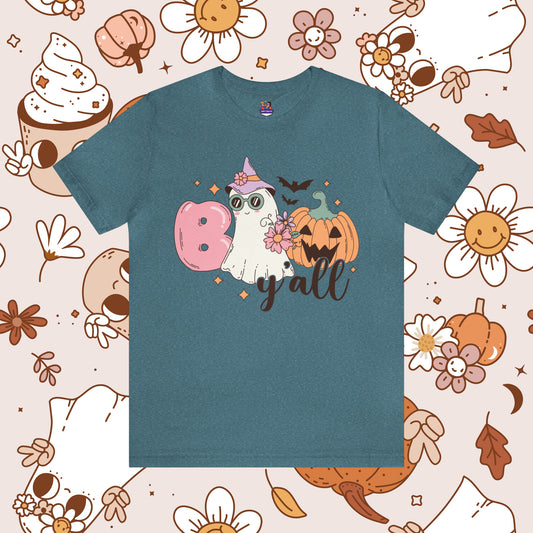 Retro Groovy Boo Y'all Unisex Jersey Short Sleeve Tee Halloween Gifts for Her Gifts for Him