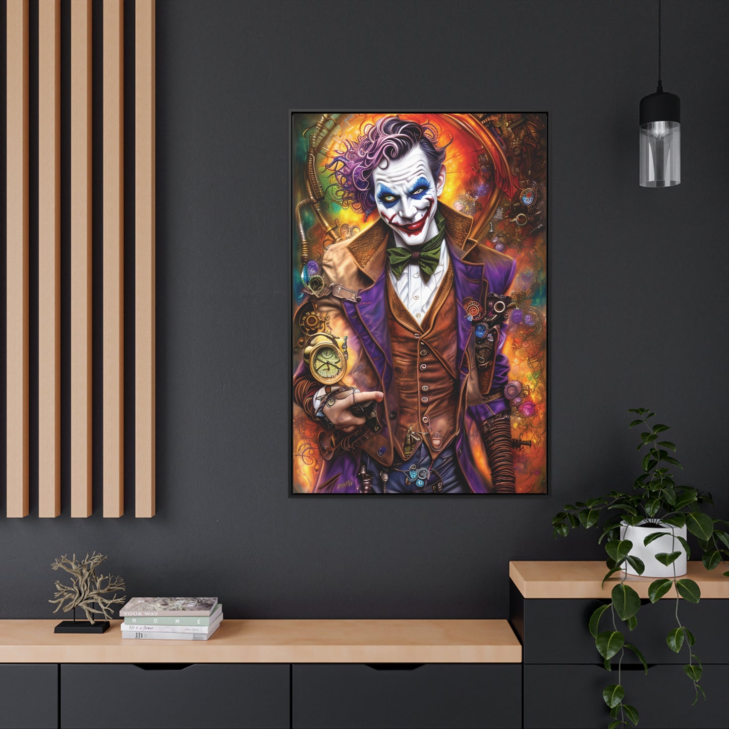 Steampunk-Joker-Hearts-Tribal-Fractal Gallery Canvas Wraps, Vertical Frame