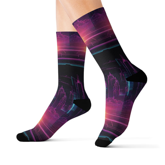 Vibrant Sublimation Socks, Colorful Athletic Socks, Trendy Fashion Accessories, Unique Gift for Her, Cosmic Patterned Socks
