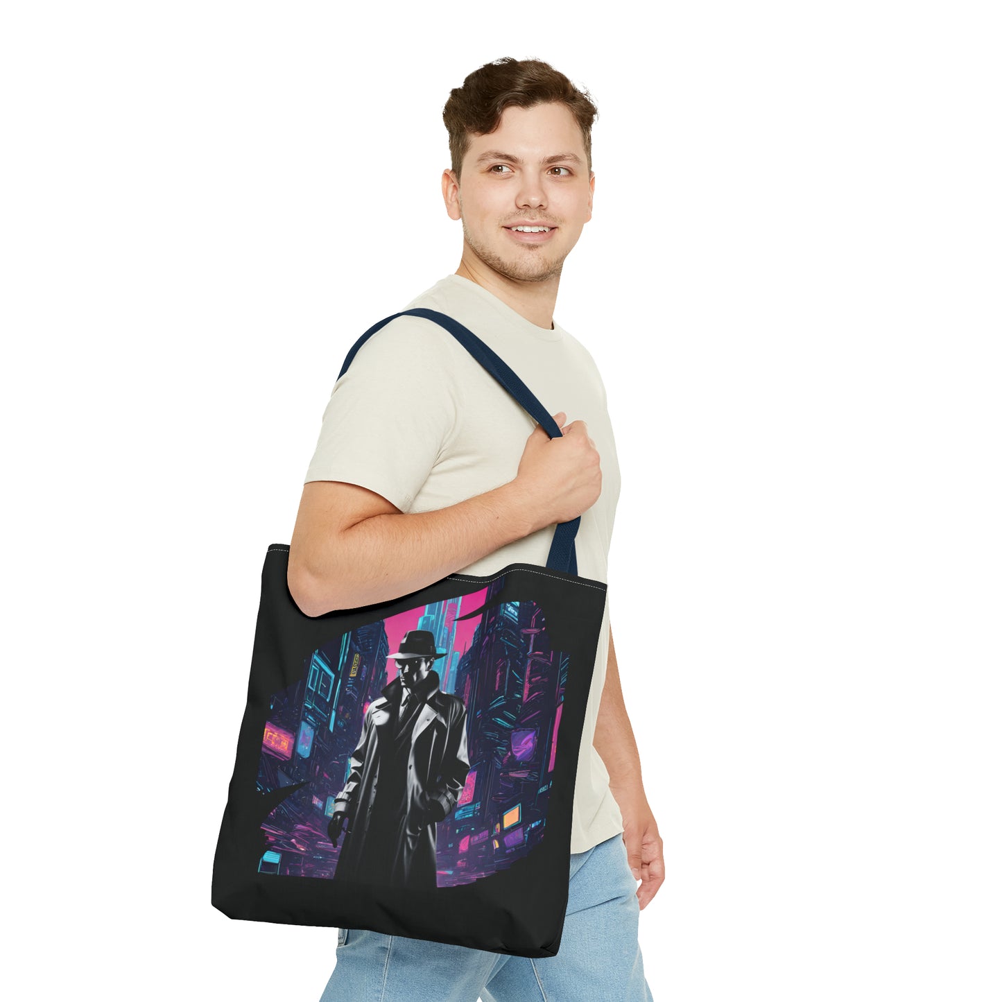 Cyberpunk Chic  Film Noir Detective AOP Tote Bag