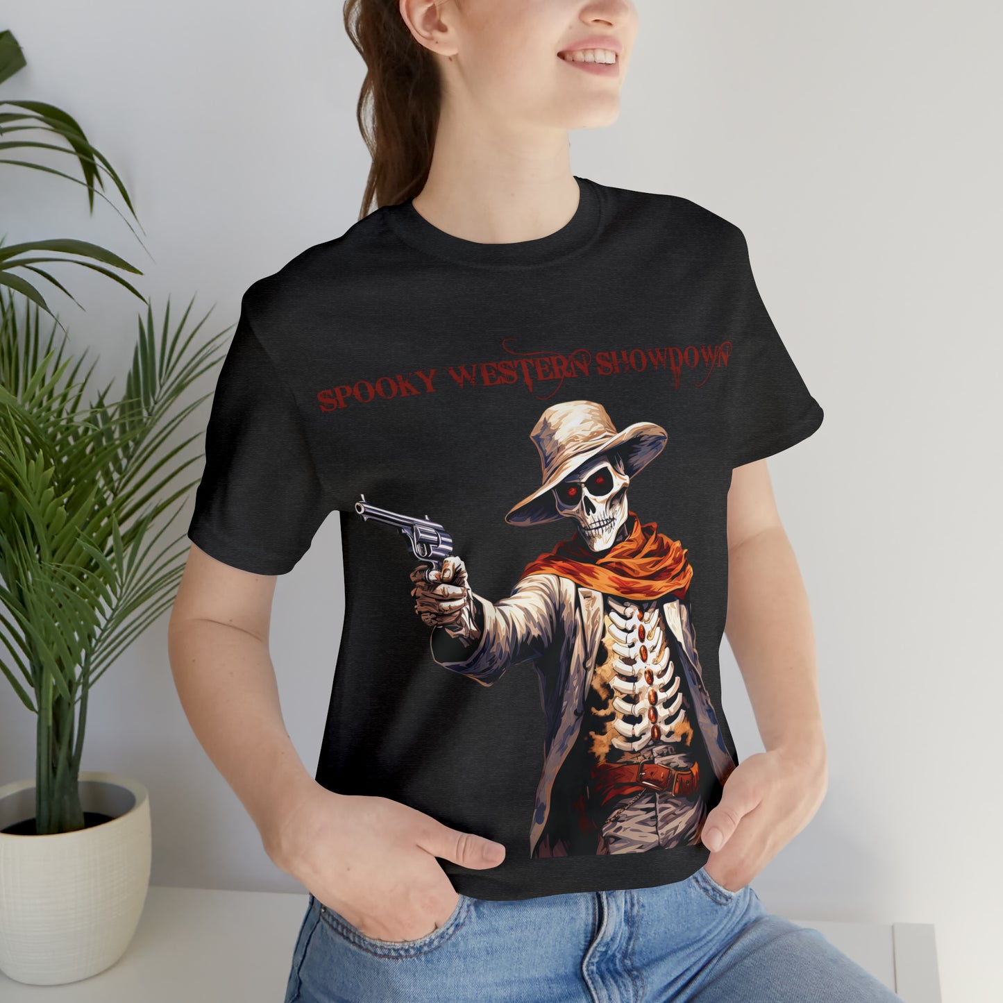 Spooky Western Showdown Western Halloween Unisex Jersey Short Sleeve Tee Gifts For Her Gifts For Him