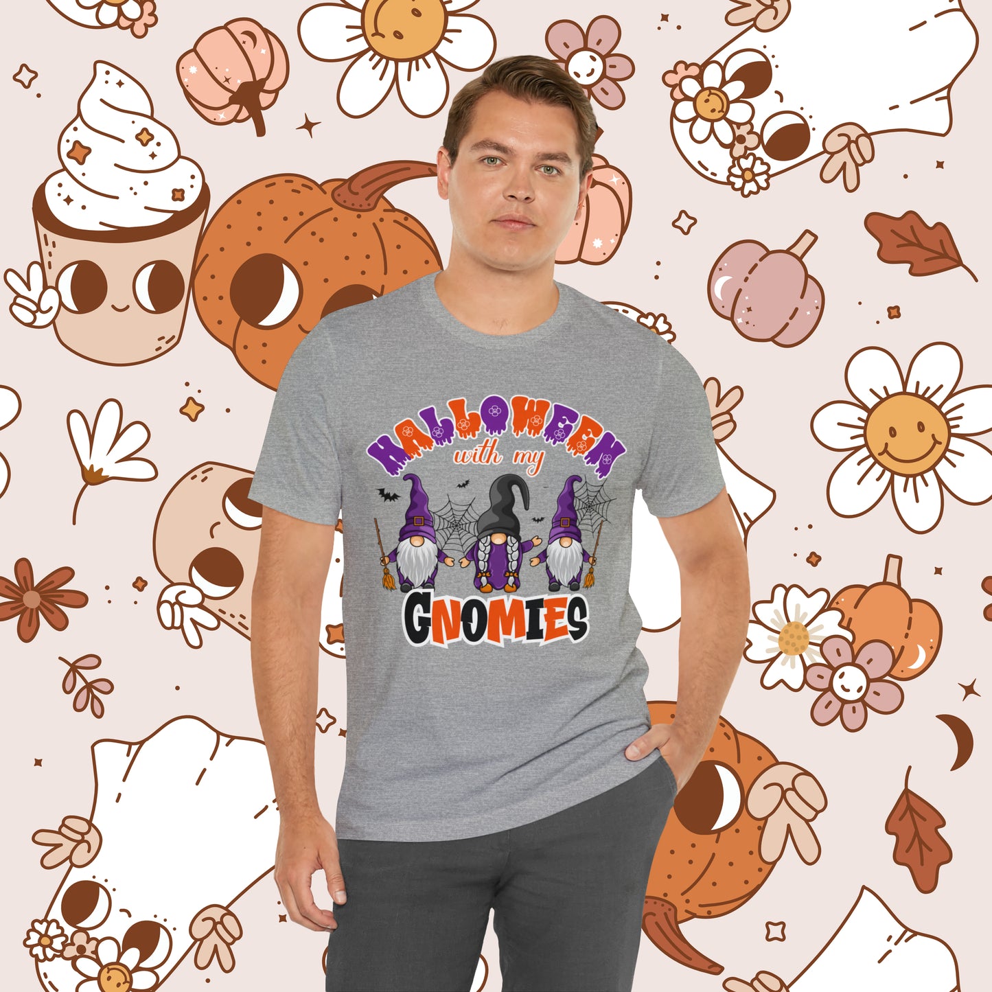 Halloween with my Gnomies Unisex Jersey Short Sleeve Tee Gifts for Him Gifts for Her