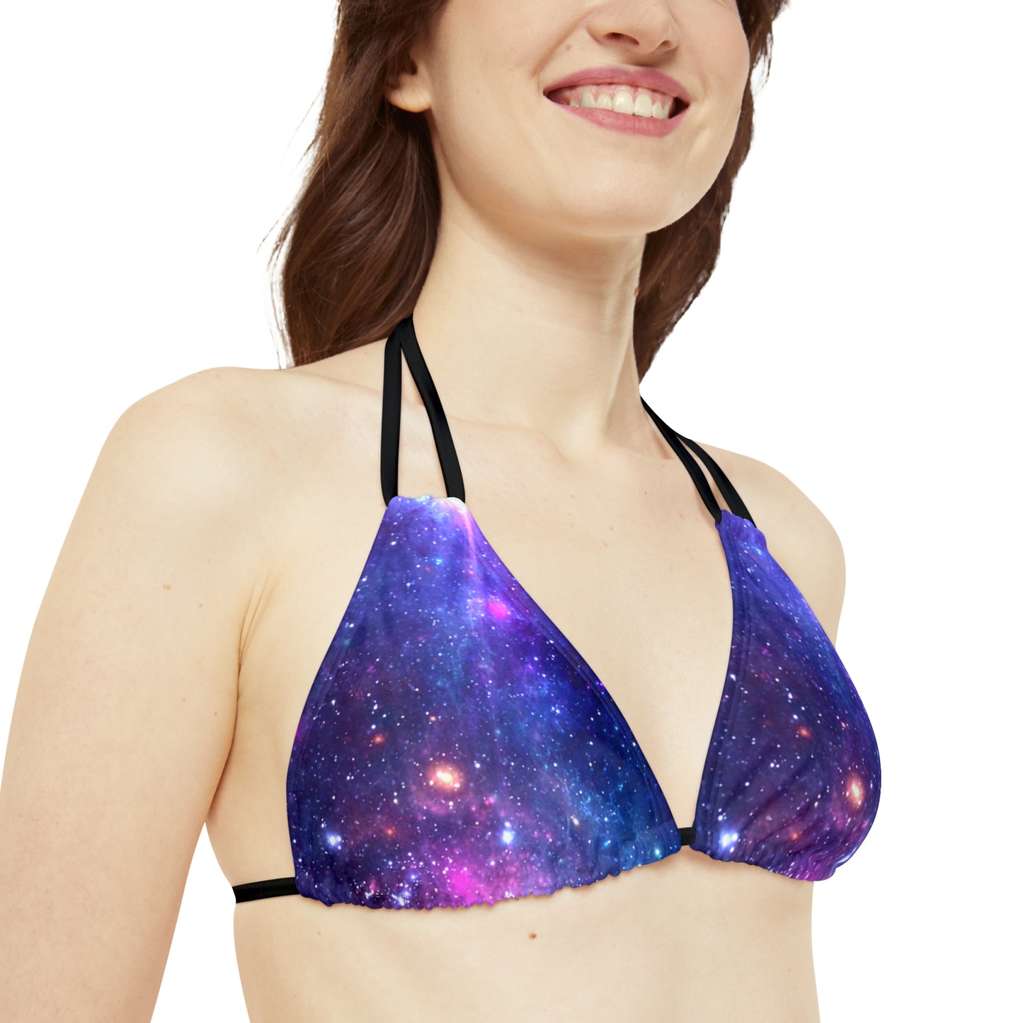 Purple Beyond the Stars Outer Space Out of this World Strappy Bikini Set (AOP)