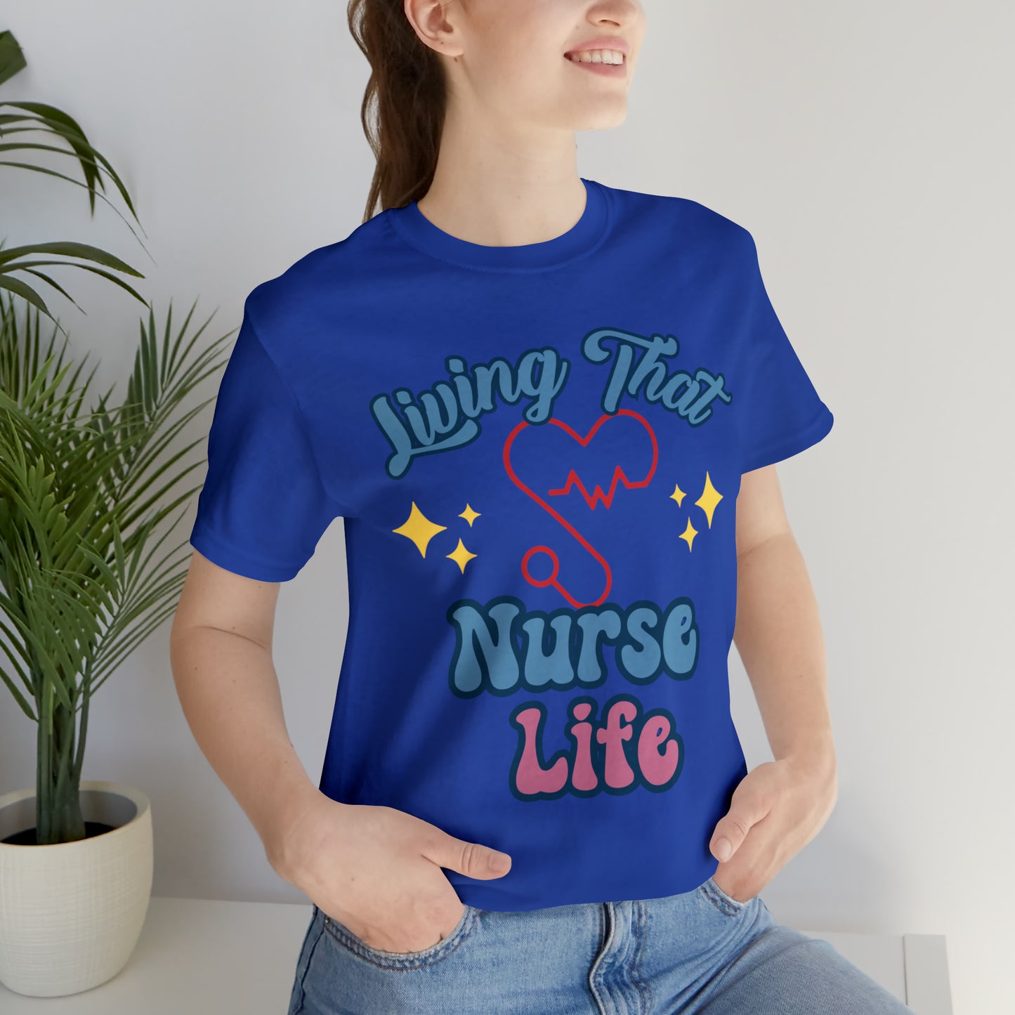 Living the Nurse Life, Comfy and Stylish Nurse T-Shirt:Gift for Medical Professionals and Nursing Students, Various Sizes Available"