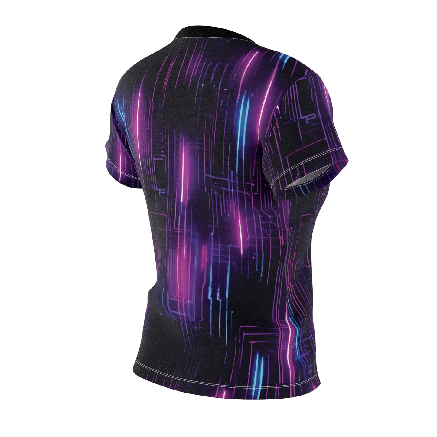 Neon Futuristic Lights Cyberpunk Girl Women's Cut & Sew Tee (AOP)