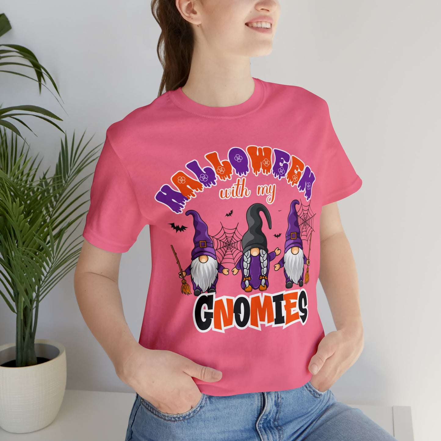 Halloween with my Gnomies Unisex Jersey Short Sleeve Tee Gifts for Him Gifts for Her