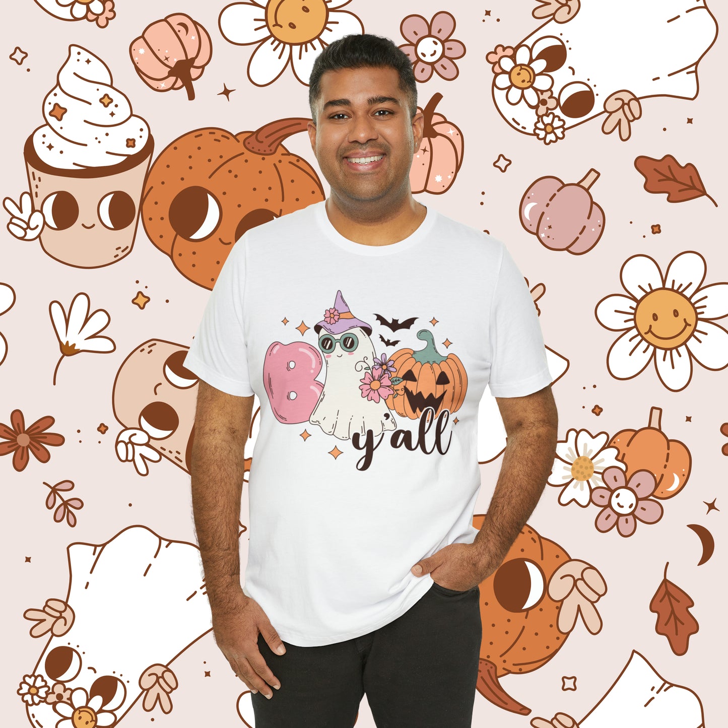 Retro Groovy Boo Y'all Unisex Jersey Short Sleeve Tee Halloween Gifts for Her Gifts for Him