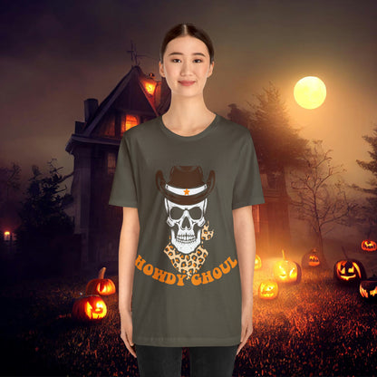 Howdy Ghoul Skeleton Sheriff Retro Halloween Unisex Jersey Short Sleeve Tee Gifts for her