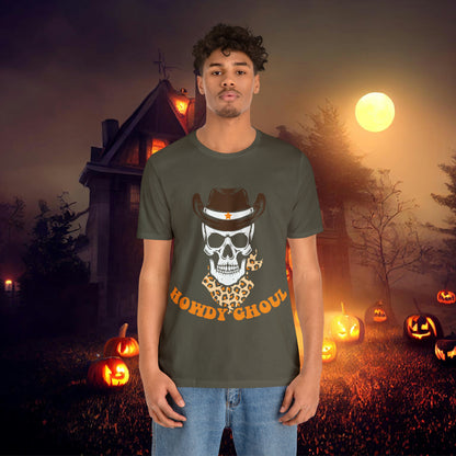 Howdy Ghoul Skeleton Sheriff Retro Halloween Unisex Jersey Short Sleeve Tee Gifts for her