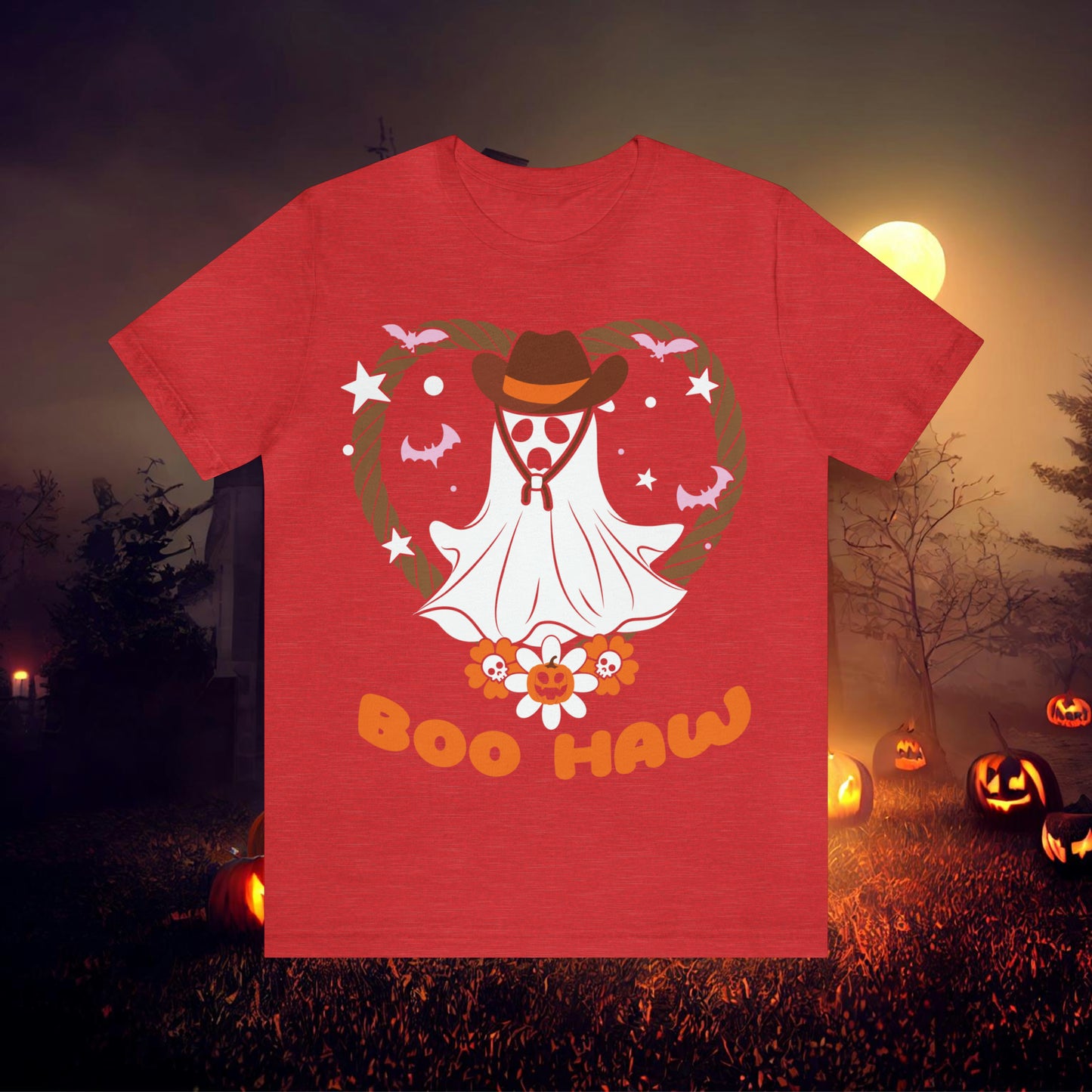 Boo Haw Retro Groovy Western Halloween Unisex Jersey Short Sleeve Tee Gifts for Him Gifts for Her