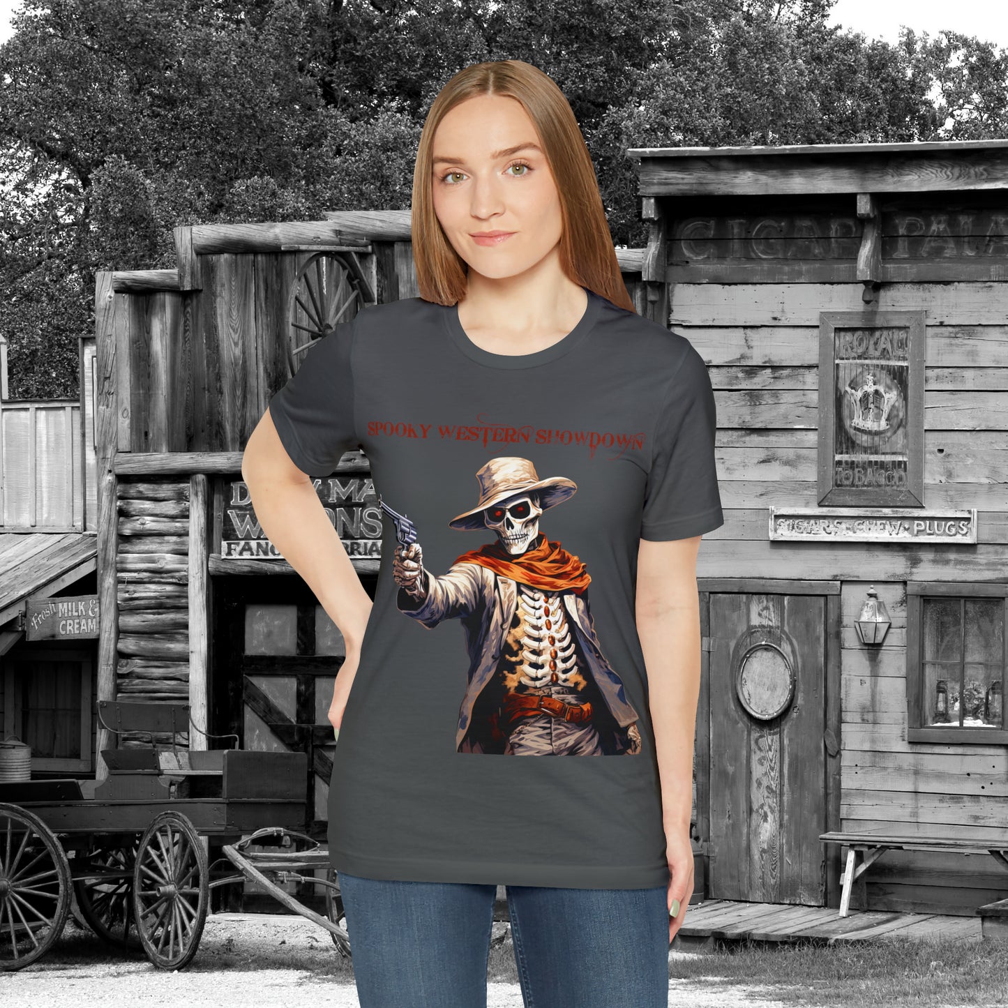 Spooky Western Showdown Western Halloween Unisex Jersey Short Sleeve Tee Gifts For Her Gifts For Him