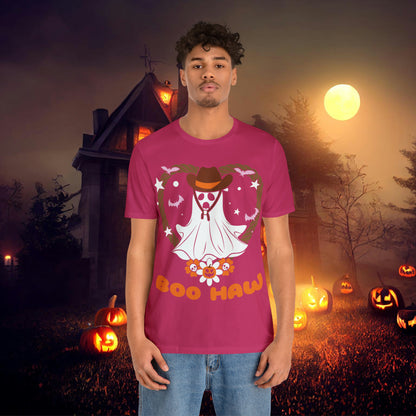 Boo Haw Retro Groovy Western Halloween Unisex Jersey Short Sleeve Tee Gifts for Him Gifts for Her