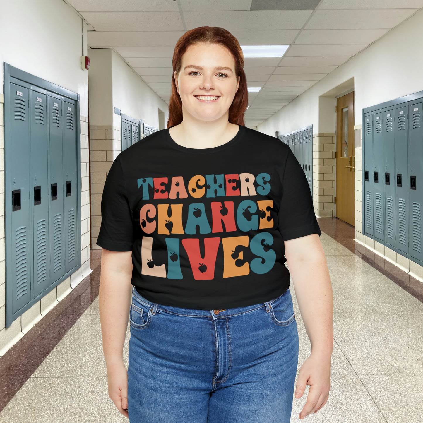 Colorful Teachers Change Lives Back to School Unisex Jersey Short Sleeve Tee Gifts for him, Gifts for Her