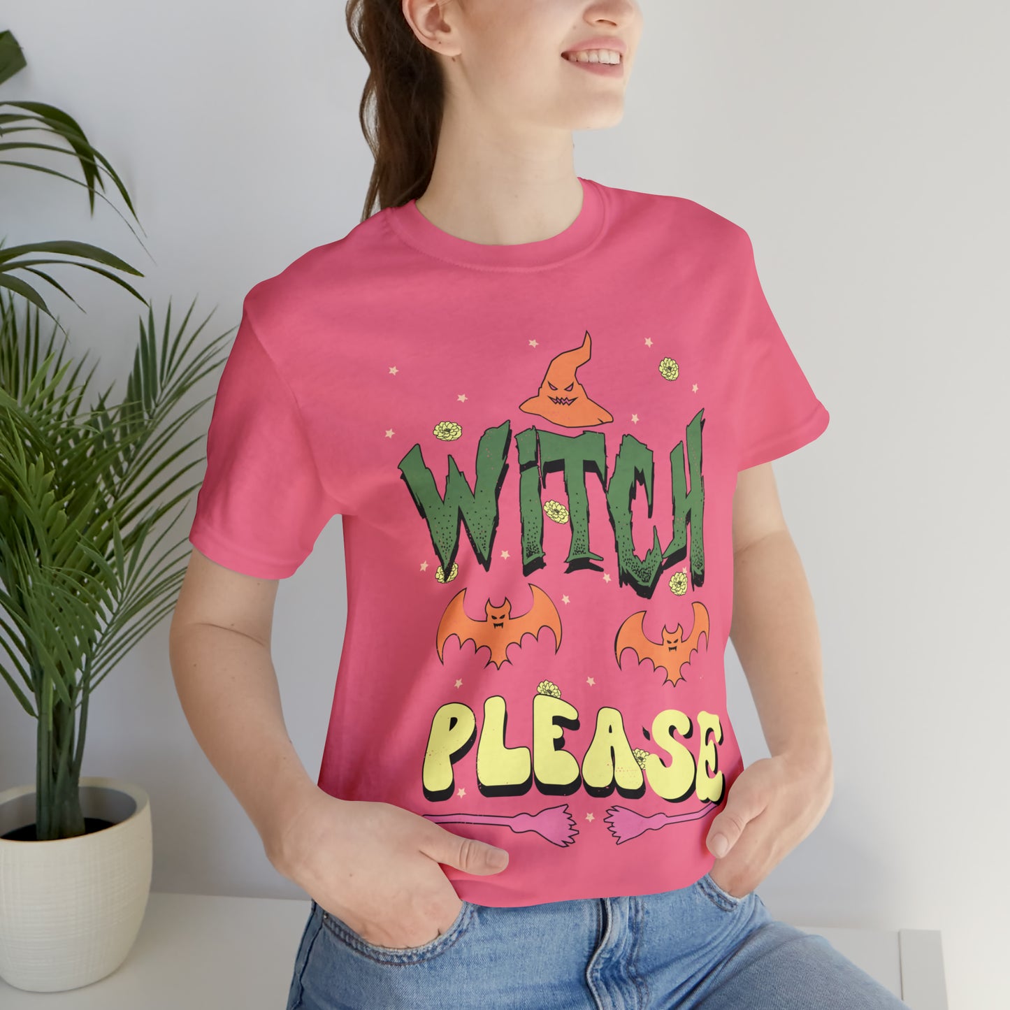 Witch Please Retro Groovy Halloween Unisex Jersey Short Sleeve Tee Gifts for Her Gifts for him