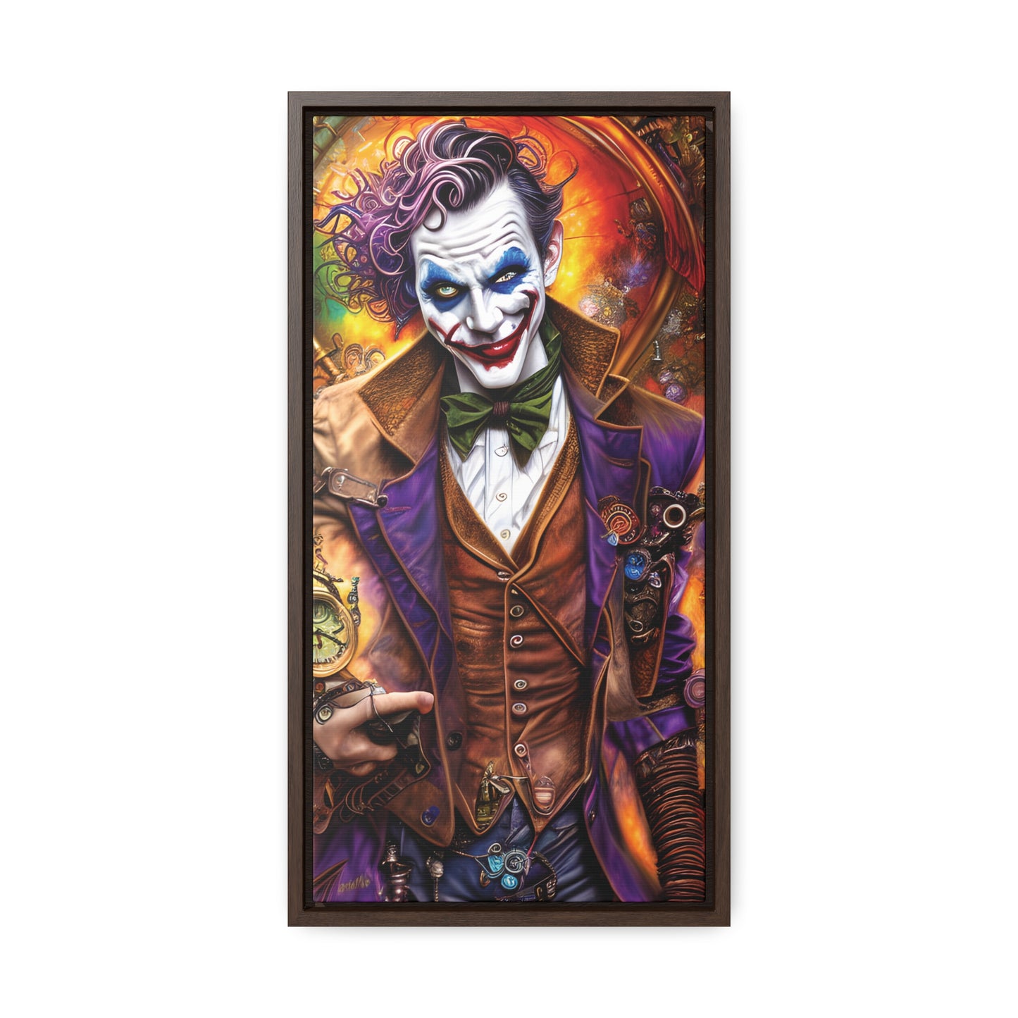 Steampunk-Joker-Hearts-Tribal-Fractal Gallery Canvas Wraps, Vertical Frame