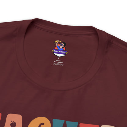 Colorful Teachers Change Lives Back to School Unisex Jersey Short Sleeve Tee Gifts for him, Gifts for Her