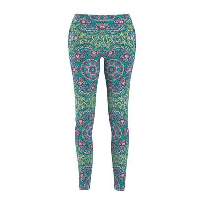 Green Boho Bliss Casual Women's Cut & Sew Casual Leggings (AOP)